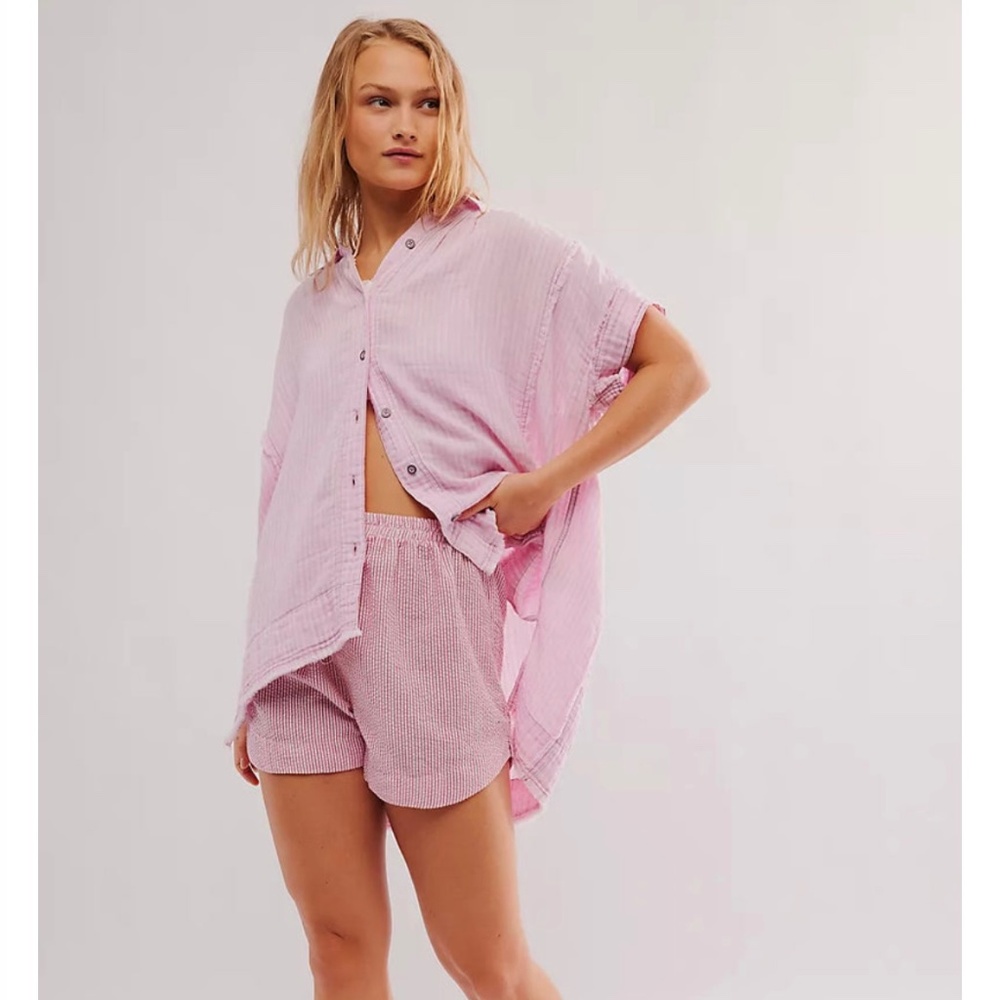 Free People/We the Free Sun Beams Indigo Shirt oversized size XS. NWT